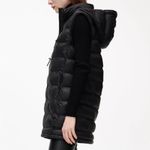 ZARA Black Packable Water Repellent Hooded Longline Puffer Vest Small Photo 5