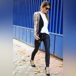 ZARA  Open Front Gold Sequin‎ Black Lining Tuxedo Blazer Jacket Size Small Photo 2