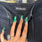 New EB Denim Black Low Rise Lace Up Wide Leg Jeans Women Size 26 Made USA Photo 7