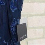 Marina NWT Navy Sequin Lace Sleeveless Dre… Blue Size 4 Photo 3