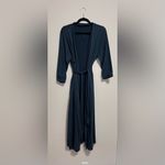 MAXMODA Deep Green Long Maxi Robe House Coat Tie Pockets Women’s Sz L EUC Size L Photo 2