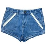 Free People Women’s Sweet Surrender High Waisted Crochet Pocket Denim Shorts Photo 1