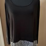 Michael Kors Women’s Black Top with Gray Leppard Hem Photo 0