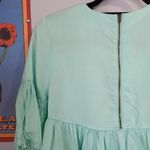 Crown & Ivy Mint Blue-Green Babydoll Pleated Bell Sleeve Blouse Photo 12