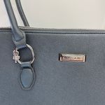 Tahari  blue gray silver hardware‎ metallic deep pocket shoulder tote purse bag Photo 1