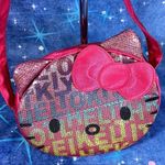 Sanrio Hello Kitty 2012 Pink Sequin Satin Face Bag Purse Photo 4