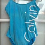 Calvin Klein  Logo Classic One Piece Swimsuit Tiffany Blue Women’s Size 6 Small Photo 0