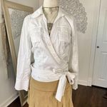 Diane Von Furstenberg  Elegant Preppy Coquette White Cotton Wrap Blouse 6 / S Photo 3
