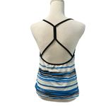 Nike  Swoosh Logo Blue Striped Tankini Racerback Swim Athletic Top Sz 12 Photo 4