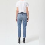 AGOLDE  Riley Crop High Rise Straight Jeans Chewed Hem Haven Blue 32 Photo 1