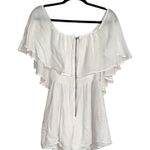Alice + Olivia  Off The Shoulder Flutter Smocked White Romper 2 Photo 2