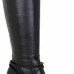 UGG Neoma Black Leather Knee High Heeled Boots Braided Strap Women’s Size 9.5 Photo 0
