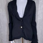Vertigo Paris Vintage  ruffle button front cardigan sweater black button detail m Photo 0