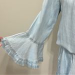 Ramy Brook Chambray Romper Esie Off The Shoulder Sz S Shortall Light Blue Retro Photo 2