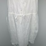 Ellison  Womens White Embroidered Sleeveless Dress Size L Button Front Ruffles Photo 2