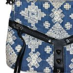 Botkier  Blue Denim & White Cross Stitch Crossbody Trigger Purse Photo 2