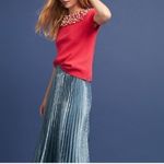 Anthropologie Moth Brienne Pearl Holiday Sweater in Red, Size Medium Photo 13