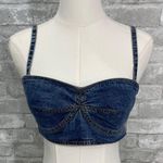 Pilcro Dark Denim Bustier Crop Top Blue Size 8 Photo 0