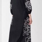 Chico's NEW Poplin Soutache Embroidered Maxi Dress Black Maxi Sz 4 Belt Pockets Photo 1