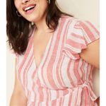 Old Navy Linen Cotton Pink Striped VNeck Wrap & Tie Top Womens sz XXL Beachy Photo 1