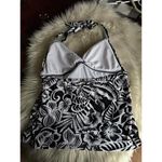 CHAPS Black and White Floral Halter Swim Top size 12 Photo 3