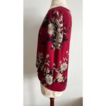Sara Michelle Women's Burgundy Floral 3/4 Sleeve Blouse Small Red Photo 3