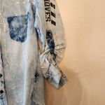 Kroix Long Sleeve Shirt Graphic Blue Jean Look Button Up paint Splatter women xl Photo 2
