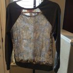 Soul Cake  Grey Floral Long Sleeve Top size Medium Photo 5