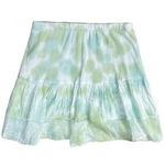 Elan Ruffle Mini Skirt Tiered Aloe Green Tie-Dye Elastic Waist Size S Small Photo 1