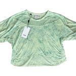 Gymshark Women’s Chalk Light Sage Green Paint Spatter Boxy Cropped Top Sz Small Photo 1