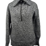 Loft  Marled Knit Half Zip Sweater Black and Cream Small‎ Photo 0