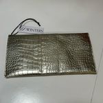 NWT JJ Winters Nikki Platinum Faux Croc Clutch Textured Envelope Bag Purse Gold Photo 3