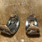 Sterling Silver Vintage Heart Marcasite Half Hoop 925  Earrings Photo 6