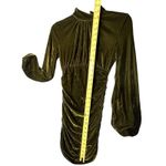Pretty Little Thing  Dress Womens 0 Olive Green Velvet Ruched Long Sleeve Mini Photo 4