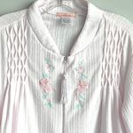 Loti Fashion Smocked Robe Full Zip Light Pink Terrycloth Housecoat Embroidered Size M Photo 1