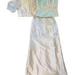 $1400 Marisa Baratelli 4 6 Thai Silk Dress Gown Maxi Skirt Set Sky Blue Formal Photo 0