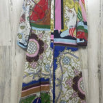 Sunday Up Scarf Print Patchwork Midi Shirt Dress size S Colorful Resort Vacation Photo 0