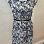 Loft  Navy and White Floral Midi Dress Size 4 Romantic Cottage Feminine Casual Photo 0