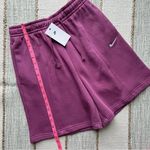 Nike Essential Loose Fit High Rise Light Bordeaux Fleece Lined Sweat Shorts S Photo 2