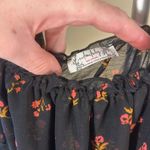 Free People 🖤  Black Floral Print Julie Ruched Square Neck Thong Bodysuit Medium Photo 9