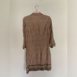 Gerard Darel | Silk Crinkle Button Down Shirt Dress Tan Black Print S Photo 5