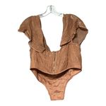 Pretty Little Thing Draped Cowl Corset Crop Top Size 14 Rose Gold Gauze Crepe Tank Photo 1