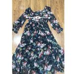 ByTIMO BLACK MULTI Floral Wrap Bodice Long Sleeve Chiffon DRESS SIZE L Size L Photo 4