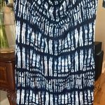 Blue and White Rain Cowl Neck Dress Photo 2