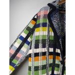 Aldomartins Womens Chunky Oversized Coat Sz XL Plaid Colorful Oversized Wool White Photo 4