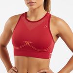 Gymshark  Red Seamless Sports Bra High Neck Athletic Workout Tank Top Size S Photo 0