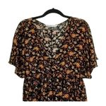 ZARA Basic Romantic Floral VNeck Peplum Blouse Crop Top Ruffle S Black Red #3066 Photo 2
