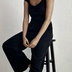 Madewell Grace Smocked Cap Sleeve Wide Leg Crop True Black Jumpsuit Women's Sz 4 Photo 1