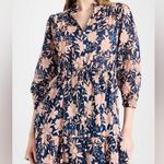 Trovata Birds of Paradis Yulia Floral Paloma Floral Long Sleeved Shirtdress | M Blue Size M Photo 0