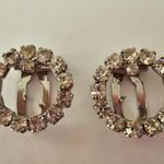 Vintage Silver Tone Metal Clear Rhinestone Round Dress Clips Photo 0